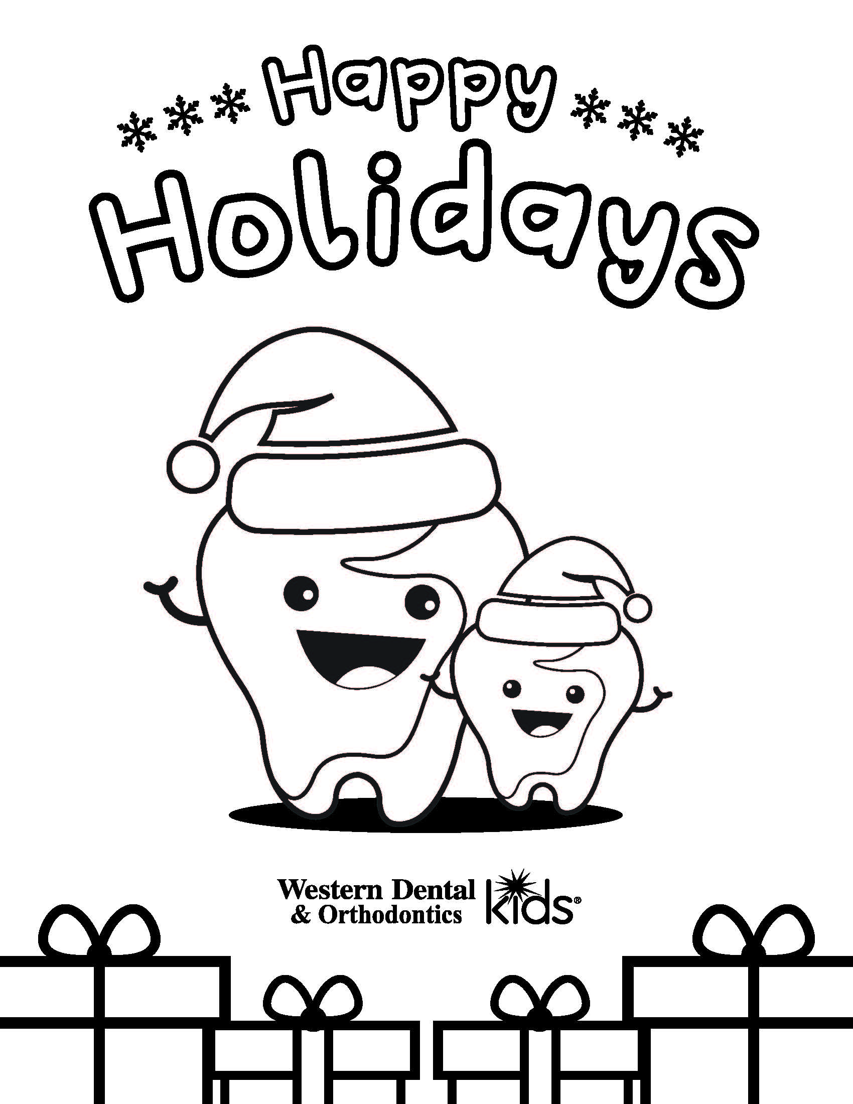 Western Dental Kids - Happy Holidays Coloring Page